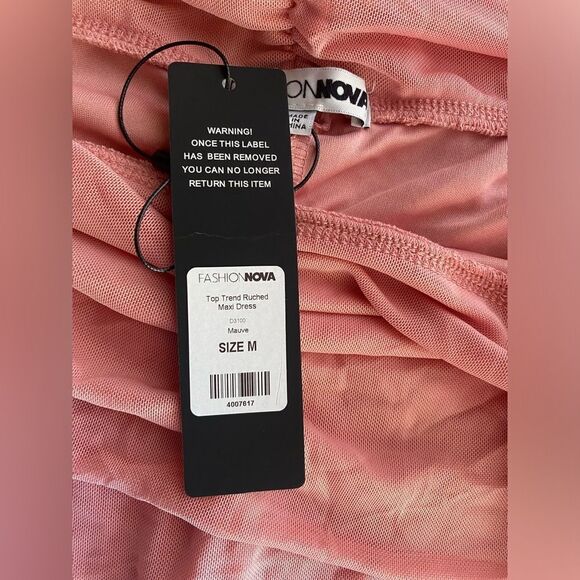 Fashion Nova Maxi Dress Sz Medium Mauve Top Trend Ruched NWT - Picture 14 of 14
